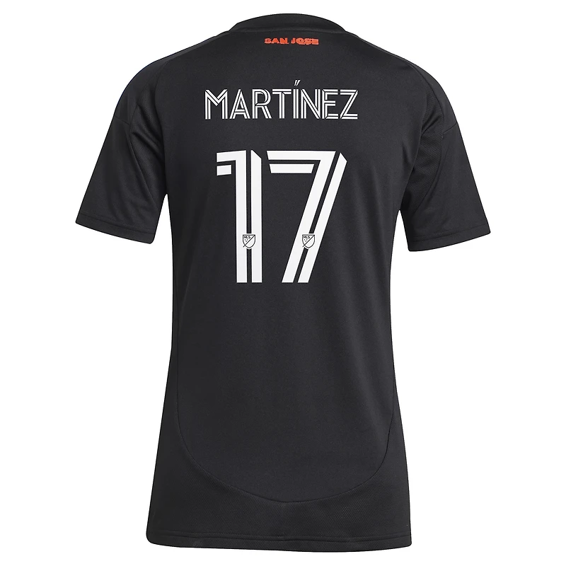 Maillot réplique de joueur tête d'affiche des San Jose Earthquakes 2025 noir pour femme adidas Josef Martinez