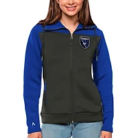 Sweat à capuche zippé pour femme Antigua Royal/Gris San Jose Earthquakes Protect