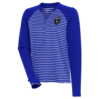 T-shirt à manches longues Henley Maverick pour femme, Antigua Royal San Jose Earthquakes