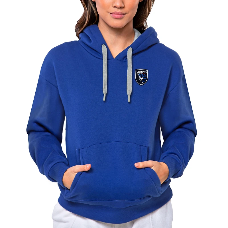 Sweat à capuche femme Antigua Royal San Jose Earthquakes avec logo de l'équipe Victory
