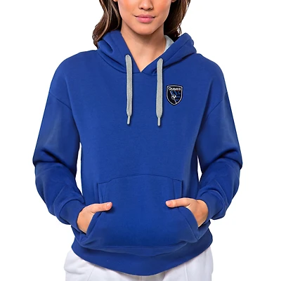 Sweat à capuche femme Antigua Royal San Jose Earthquakes avec logo de l'équipe Victory