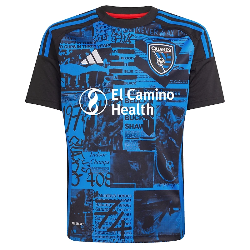 Maillot réplique de tête d'affiche adidas noir San Jose Earthquakes 2025 pour jeunes