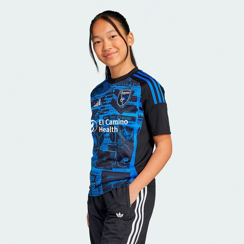Maillot réplique de tête d'affiche adidas noir San Jose Earthquakes 2025 pour jeunes