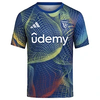 Haut d'avant-match adidas bleu San Jose Earthquakes 2025 United We Play AEROREADY pour jeunes
