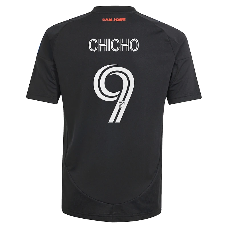 Maillot de joueur réplique tête d'affiche des San Jose Earthquakes 2025 noir pour jeunes adidas Cristian Arango