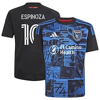 Maillot de joueur réplique tête d'affiche des San Jose Earthquakes 2025 noir pour jeunes adidas Cristian Espinoza