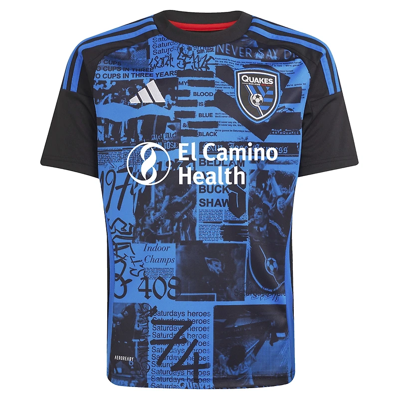 Youth adidas Hernán López Black San Jose Earthquakes 2025 Headliner Replica Player Jersey