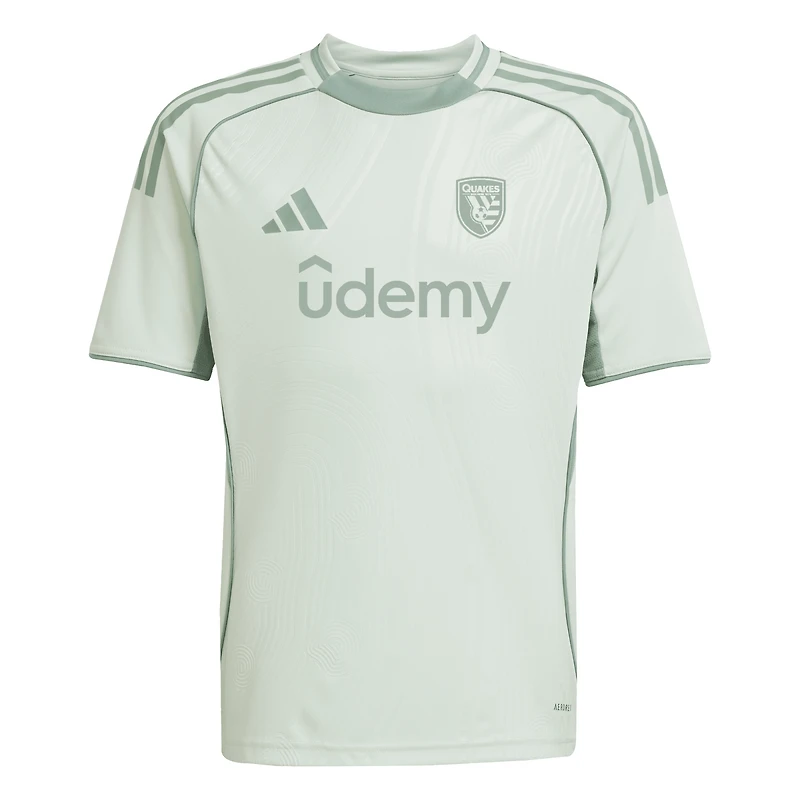 Youth adidas Light Green San Jose Earthquakes 2025 One Planet Pre-Match Top