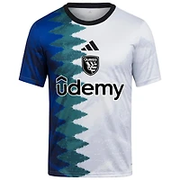 Haut d'avant-match adidas blanc San Jose Earthquakes 2025 Gaming AEROREADY pour jeunes