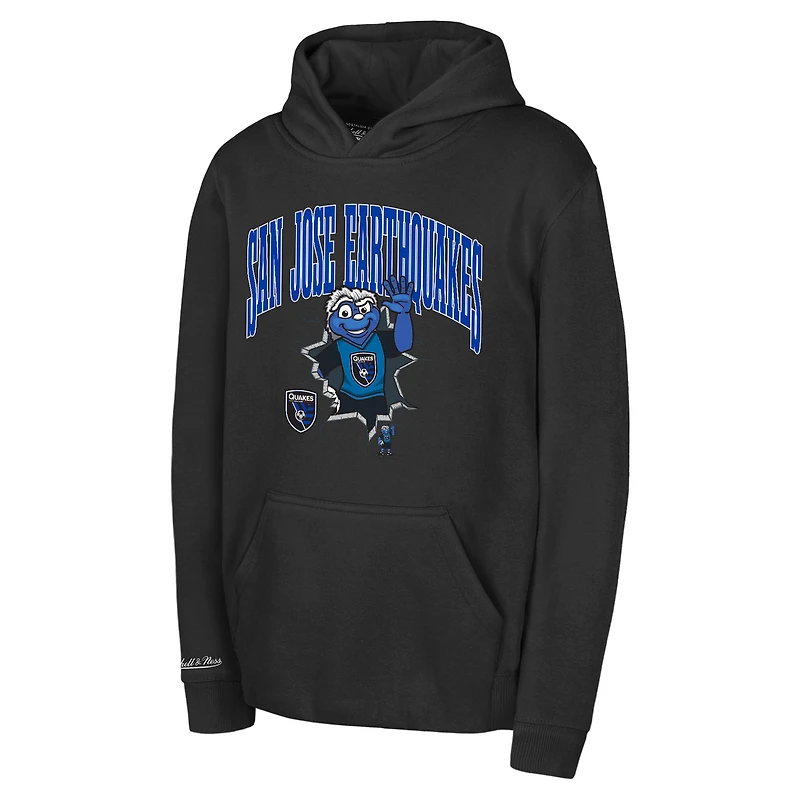 Youth Mitchell & Ness  Black San Jose Earthquakes Mascot Break Out Pullover Hoodie