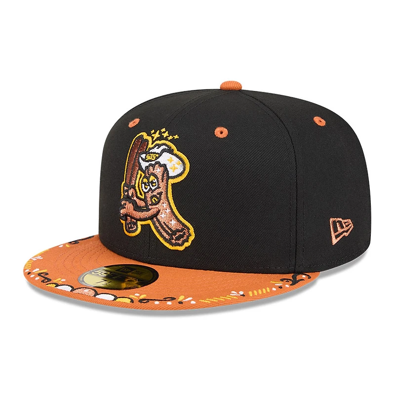 Casquette ajustée New Era 59FIFTY pour homme, noire et orange brûlé, San Jose Giants, édition spéciale Copa De La Diversion 2026
