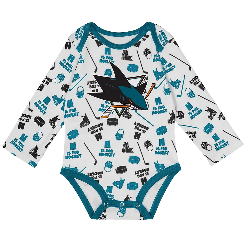 Body à manches longues pour bébé blanc San Jose Sharks Quick Learner