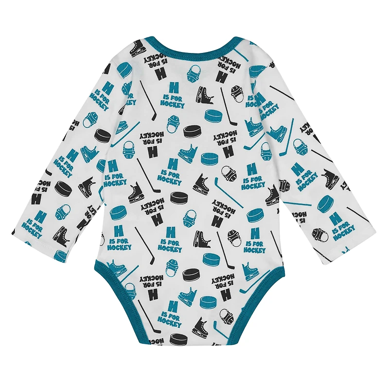 Body à manches longues pour bébé blanc San Jose Sharks Quick Learner