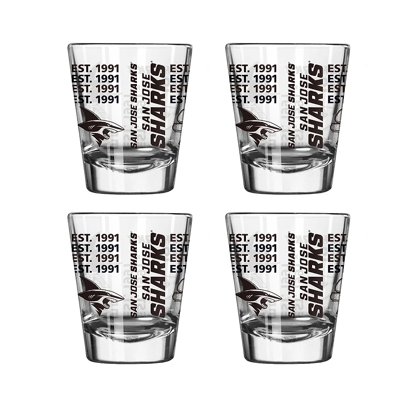 Logo Brands San Jose Sharks 4-Pack 2oz. Shot Glass Set