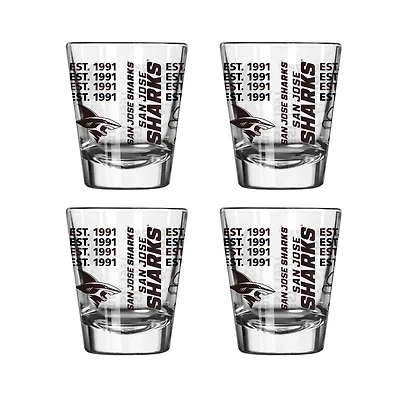 Logo Brands San Jose Sharks 4-Pack 2oz. Shot Glass Set