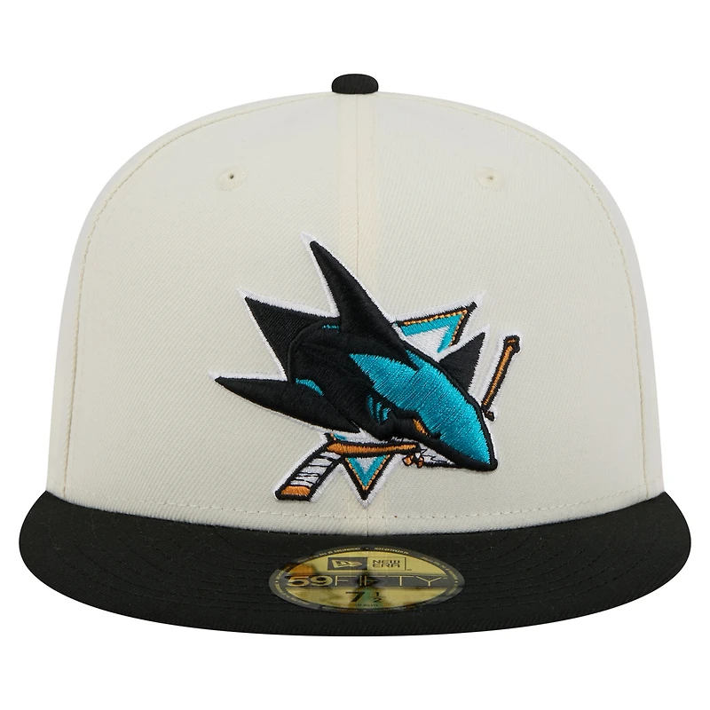 Casquette ajustée bicolore chromée 59FIFTY des Sharks de San Jose New Era pour homme