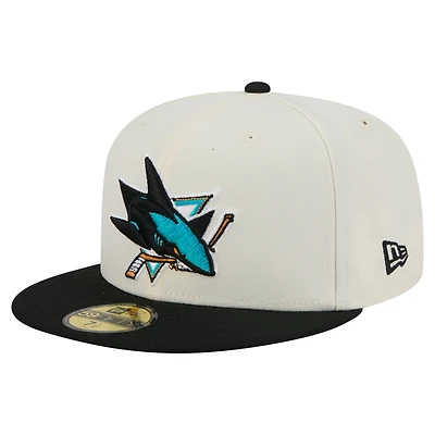 Casquette ajustée bicolore chromée 59FIFTY des Sharks de San Jose New Era pour homme