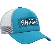 Casquette snapback adidas San Jose Sharks Team Plate Trucker pour hommes, bleu sarcelle/blanc