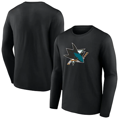 Men's  Black San Jose Sharks Primary Logo Long Sleeve T-Shirt
