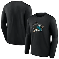Men's  Black San Jose Sharks Primary Logo Long Sleeve T-Shirt