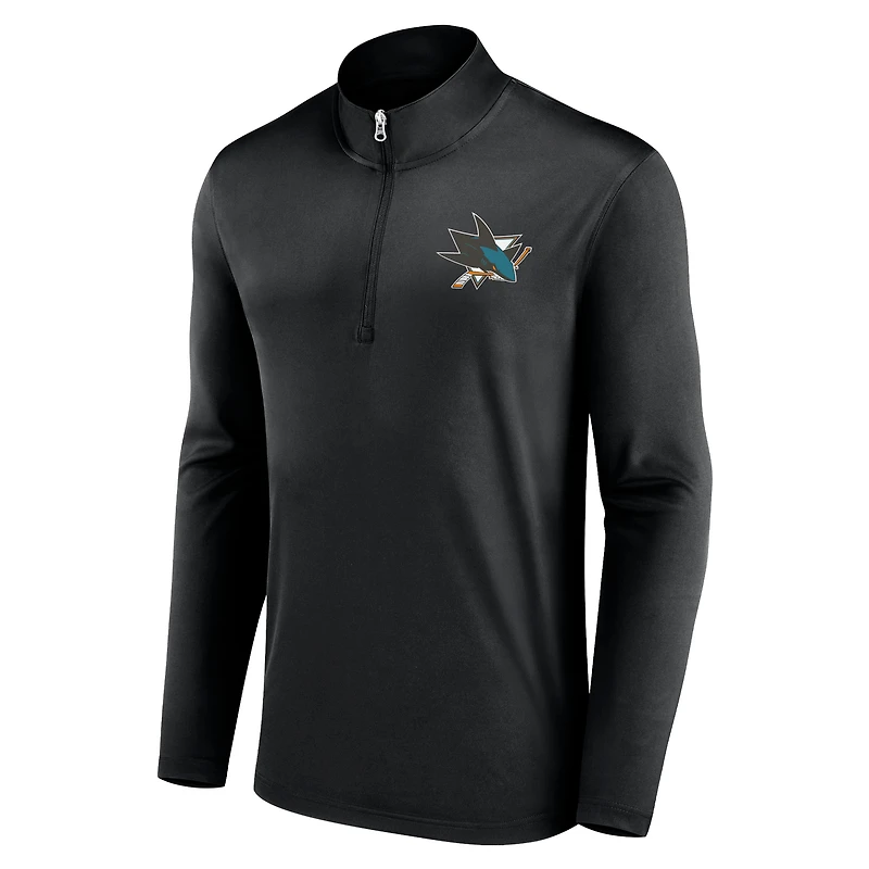 Haut noir à quart de zip Fanatics pour hommes des Sharks San Jose Underdog Mindset