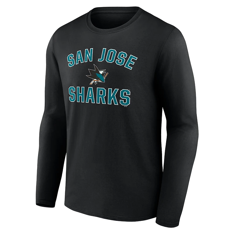 T-shirt à manches longues noir pour homme des Sharks de San Jose Victory Arch