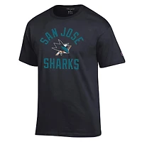 Men's Champion  Black San Jose Sharks Primary Logo Jersey T-Shirt