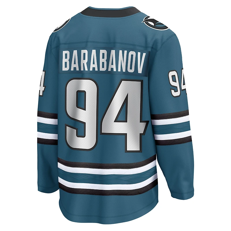 Fanatics pour hommes Alexander Barabanov Sarcelle San Jose Sharks Maillot de joueur échappé à domicile
