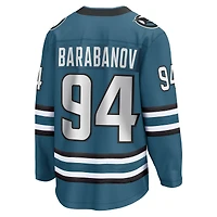 Fanatics pour hommes Alexander Barabanov Sarcelle San Jose Sharks Maillot de joueur échappé à domicile