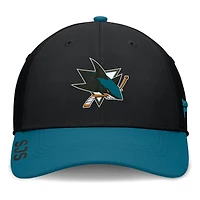 Casquette Fanatics pour homme, noire/bleu sarcelle, Authentic Pro Rink Flex des Sharks de San Jose