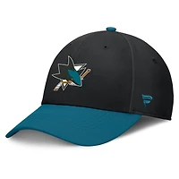 Casquette Fanatics pour homme, noire/bleu sarcelle, Authentic Pro Rink Flex des Sharks de San Jose