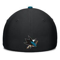 Men's Fanatics Black/Teal San Jose Sharks Authentic Pro Rink Team Code Flex Hat