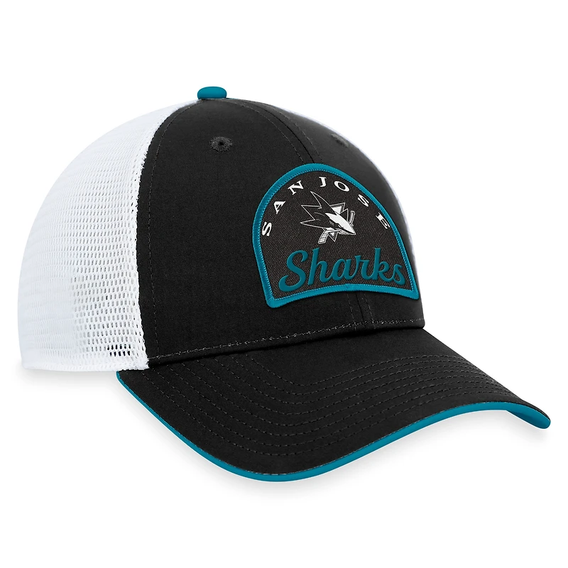 Casquette réglable fondamentale Fanatics pour hommes, noir/blanc, San Jose Sharks
