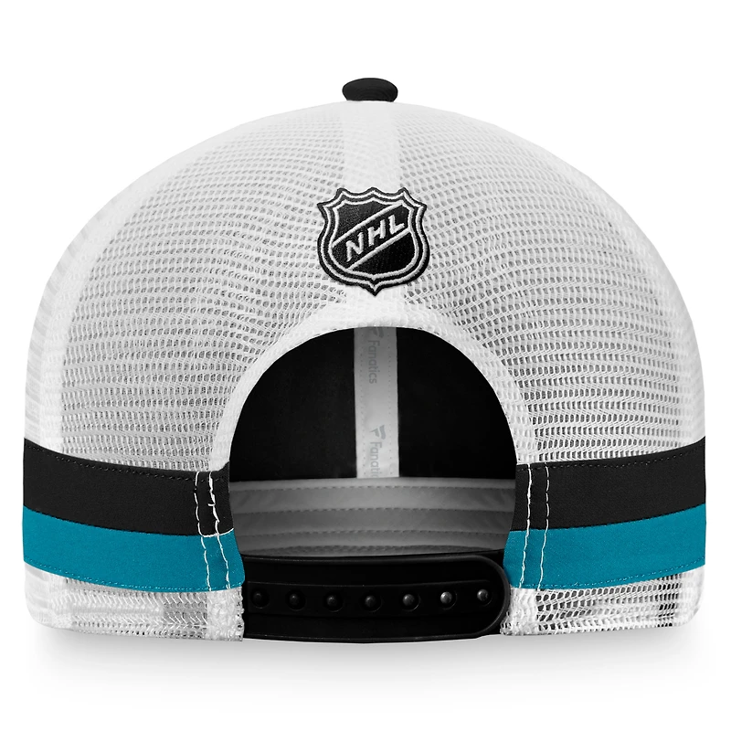 Casquette réglable de camionneur à rayures fondamentales Fanatics pour hommes, noir/blanc, San Jose Sharks
