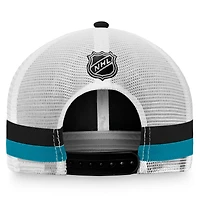 Casquette réglable de camionneur à rayures fondamentales Fanatics pour hommes, noir/blanc, San Jose Sharks