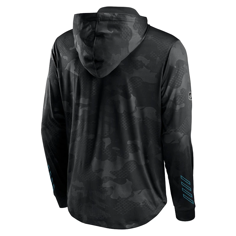 Sweat à capuche camouflage authentique Pro Locker Room Fanatics pour hommes, noir, San Jose Sharks