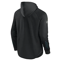 Sweat à capuche raglan authentique Pro Locker Room Fanatics pour hommes, noir, San Jose Sharks