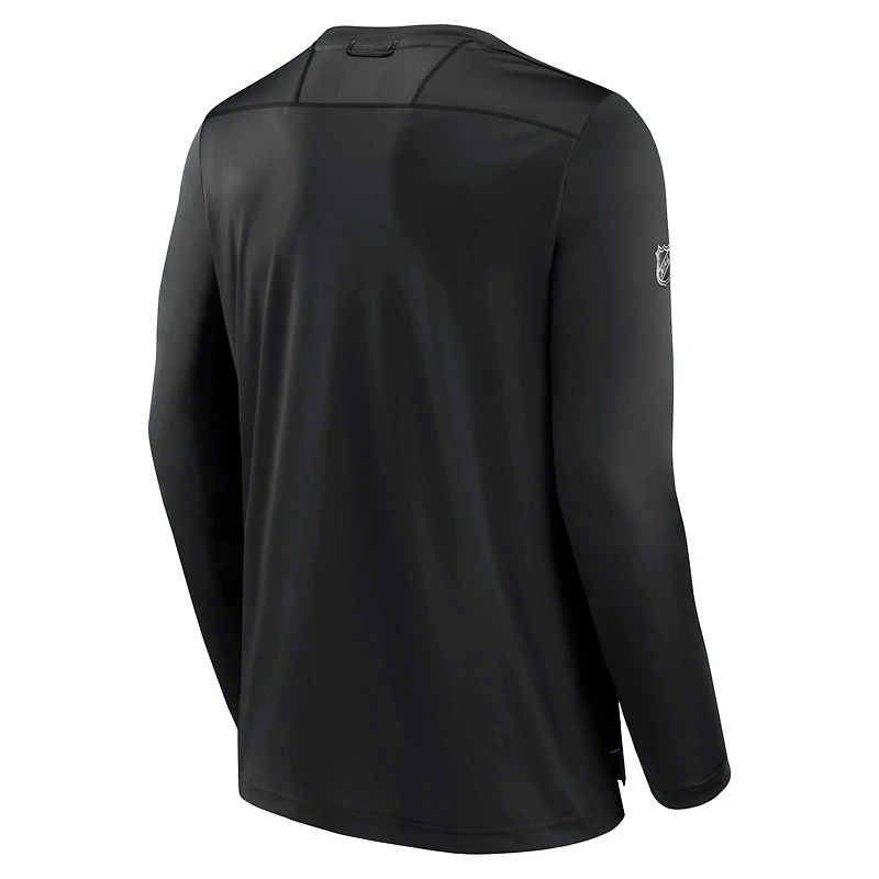 T-shirt noir à manches longues Authentic Pro Fanatics pour hommes des Sharks de San Jose