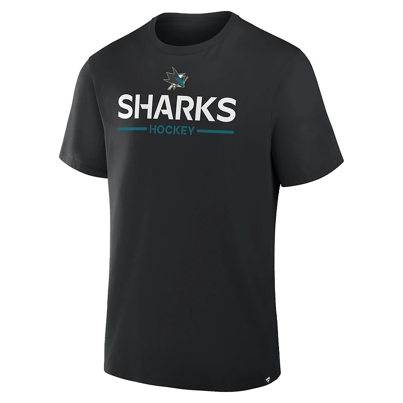 T-shirt Fanatics noir authentique pour homme des Sharks de San Jose
