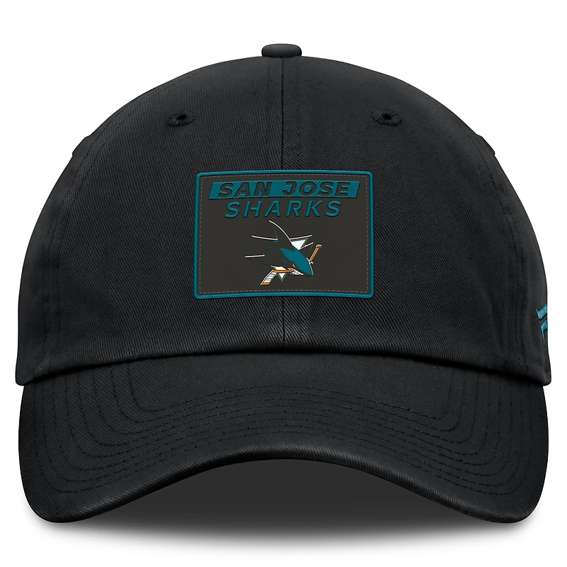 Casquette ajustable authentique Pro Prime Fanatics noire pour homme des Sharks de San Jose