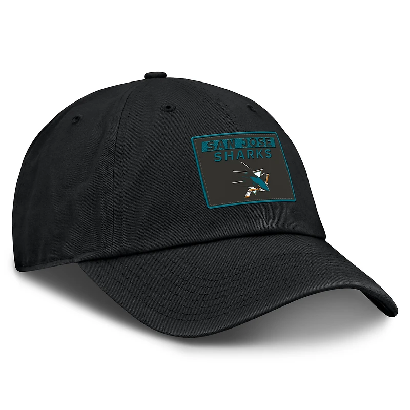 Casquette ajustable authentique Pro Prime Fanatics noire pour homme des Sharks de San Jose