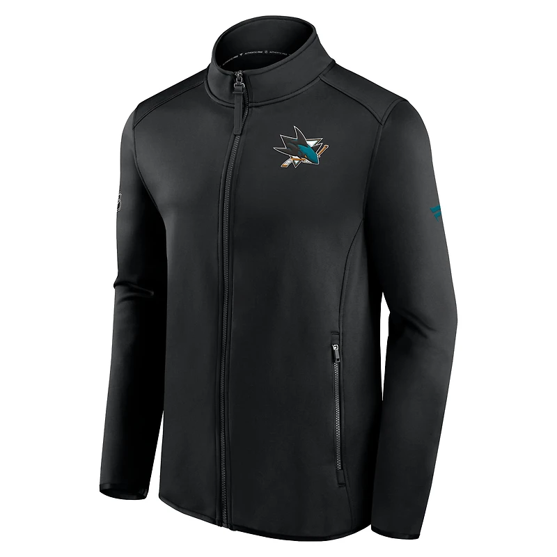 Men's Fanatics Black San Jose Sharks Authentic Pro Rink Fleece Full-Zip Jacket