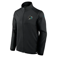 Veste polaire zippée intégrale Fanatics noire authentique des Sharks de San Jose pour homme