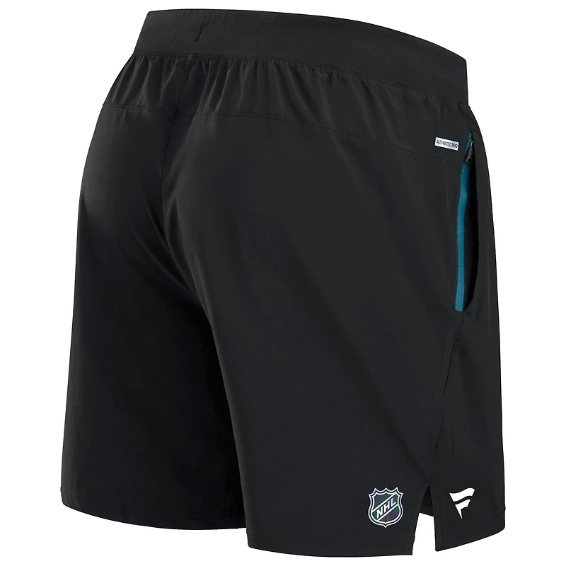 Short de performance authentique Pro Rink Fanatics noir pour homme des Sharks San Jose
