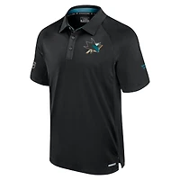 Polo raglan authentique Pro Rink Fanatics noir pour homme des Sharks de San Jose
