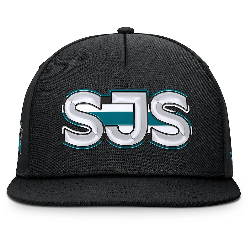 Casquette snapback authentique Pro Rink Team Code des Sharks de San Jose pour homme, noire, Fanatics