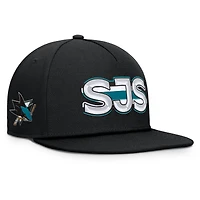 Men's Fanatics Black San Jose Sharks Authentic Pro Rink Team Code Snapback Hat