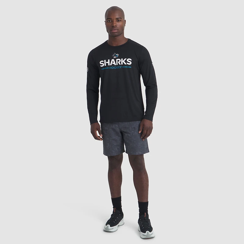 T-shirt à manches longues Fanatics noir authentique des Sharks de San Jose pour homme