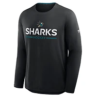 T-shirt à manches longues Fanatics noir authentique des Sharks de San Jose pour homme