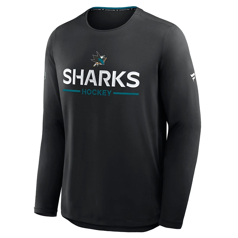 Men's Fanatics Black San Jose Sharks Authentic Pro Rink Tech Long Sleeve T-Shirt